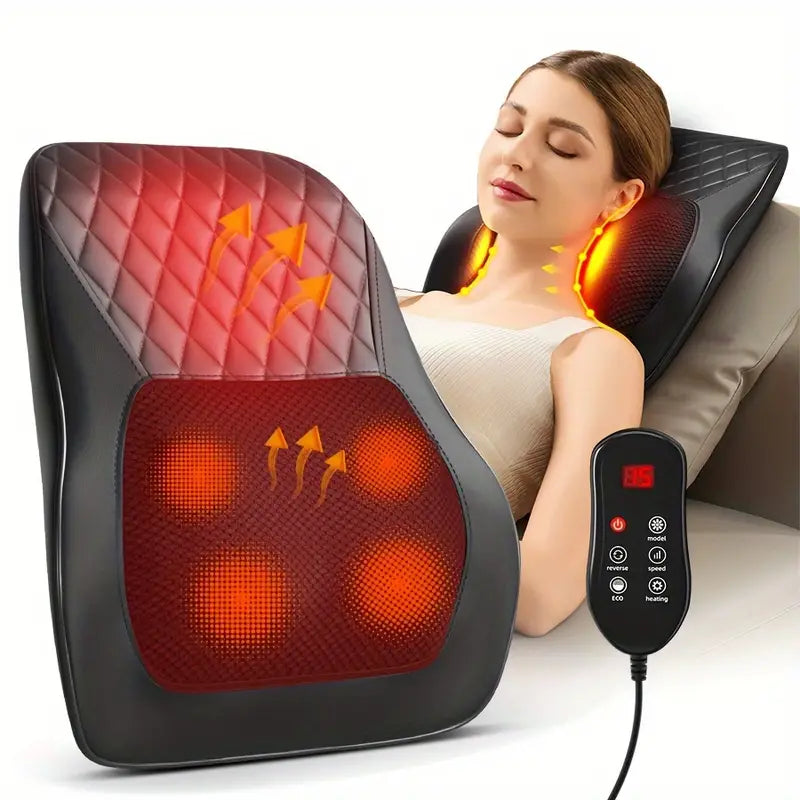 Cordless 3D Kneading Massage Pillow With Heat - Rechargeable Back Massager-1