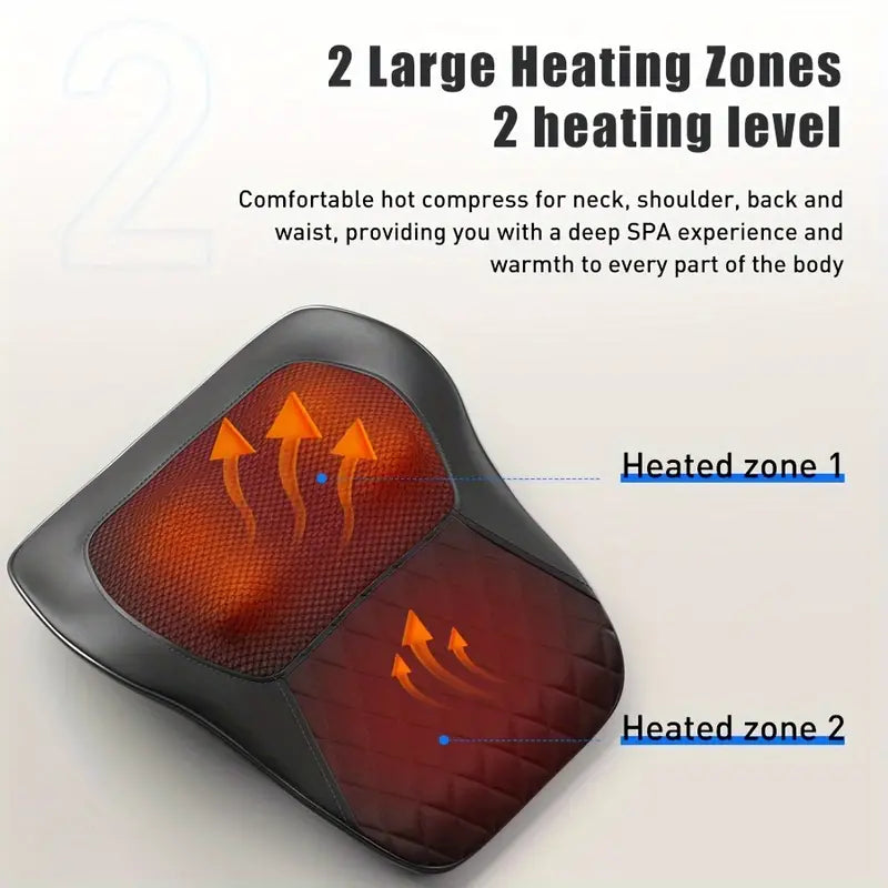 Cordless 3D Kneading Massage Pillow With Heat - Rechargeable Back Massager-4