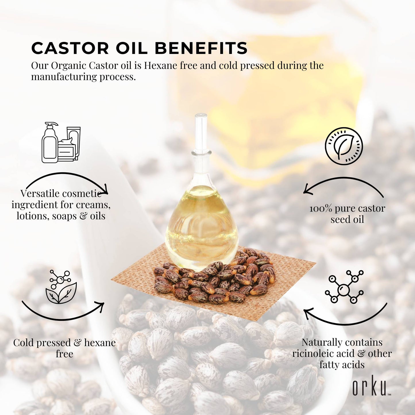 Orku 5L Organic Castor Oil - Hexane Free Cold Pressed-3