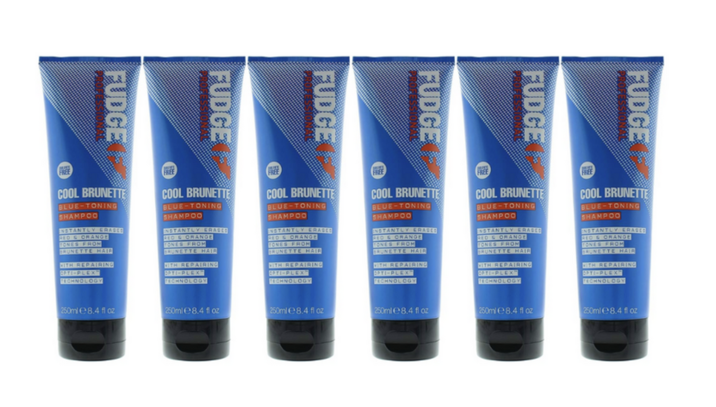 NNEDSZ 6x Fudge 250ml Blue Toning Shampoo - Erases Red & Orange from Cool Brunette Hair-1