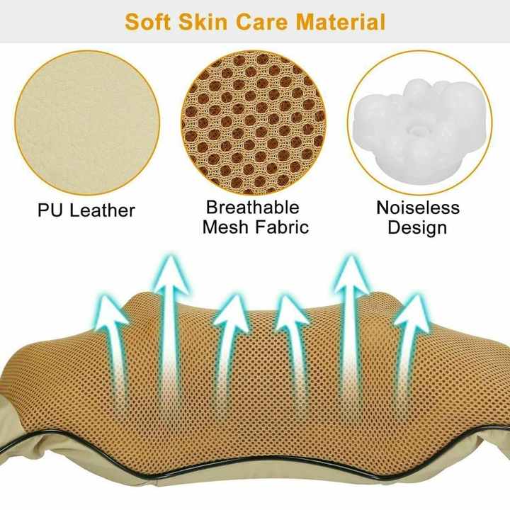 NNEDSZ Portable Kneading Neck and Shoulder Massager with Heat - Four-Button Design, Beige-3