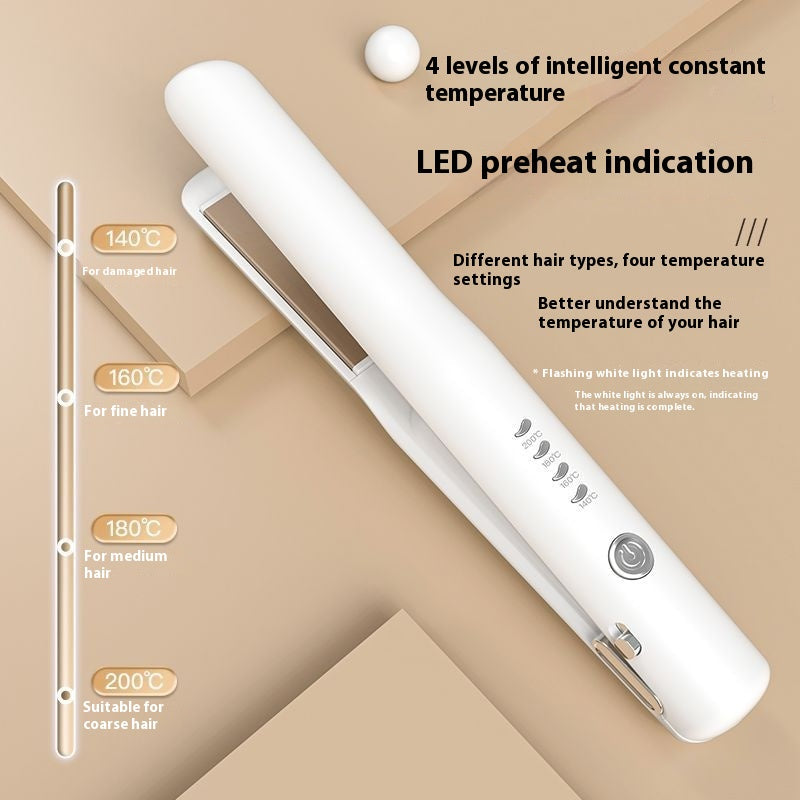 NNEDSZ White Portable Wireless Hair Straightener with Adjustable Temperature - USB Type-C Charging, Lightweight Design-2