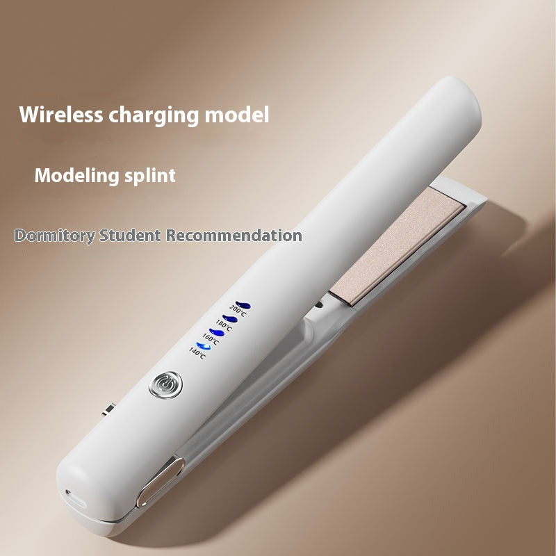 NNEDSZ White Portable Wireless Hair Straightener with Adjustable Temperature - USB Type-C Charging, Lightweight Design-3