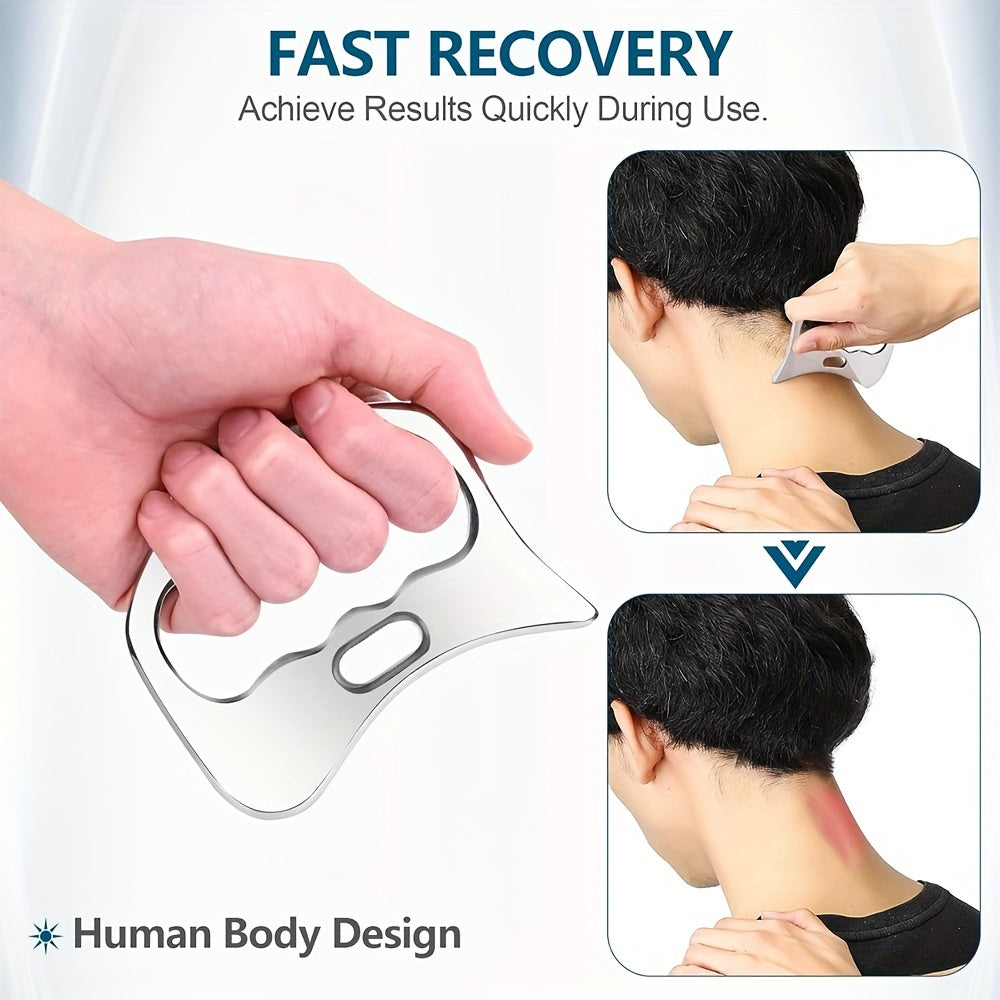 2pcs Stainless Steel Gua Sha Massage Tool Set(Silver)-2