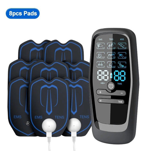 NNEDSZ Dual Output EMS/TENS Massage Device with 9 Modes and Type-C Charging, (8 Adhesive Pads)-0